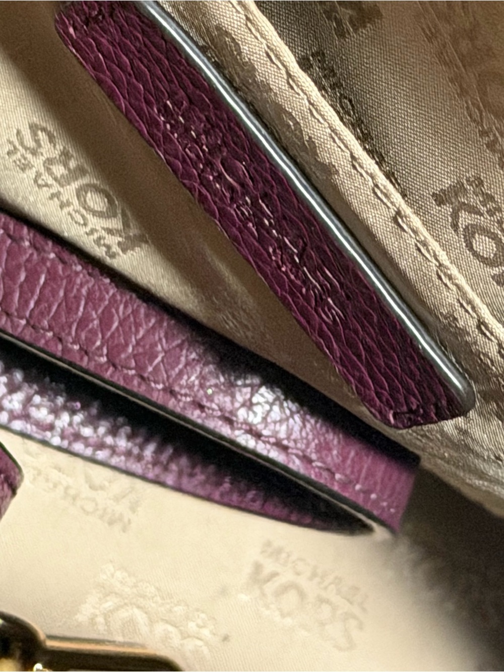Michael Kors Brown/Plum Logo Satchel with Gold Hardware - Picture 8 of 8